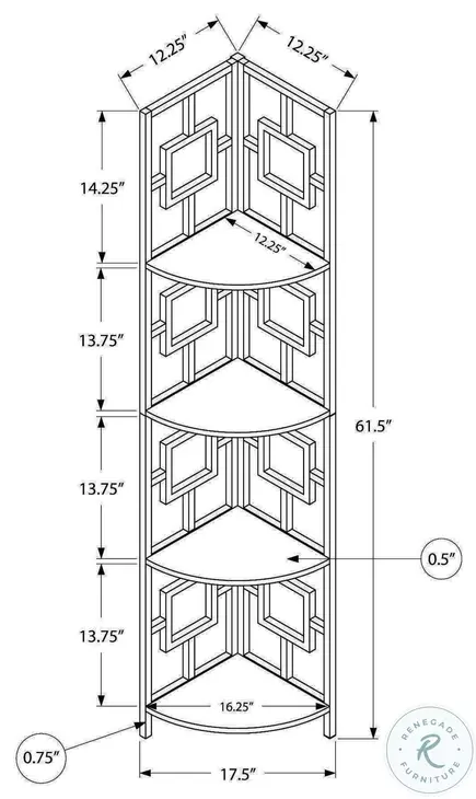 3610 Black 62" Bookcase