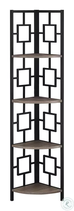 3611 Dark Taupe And Black 62" Bookcase
