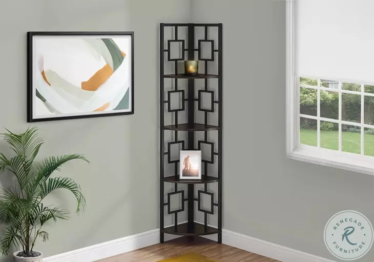 3612 Espresso And Black 62" Bookcase