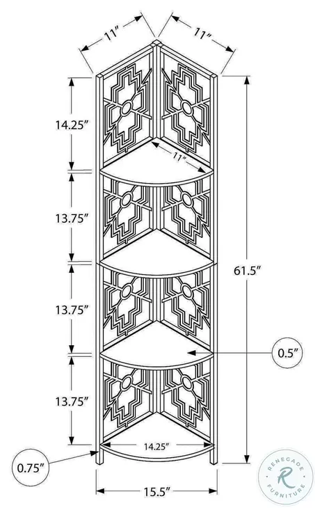 3622 Espresso And Black 62" Corner Bookcase