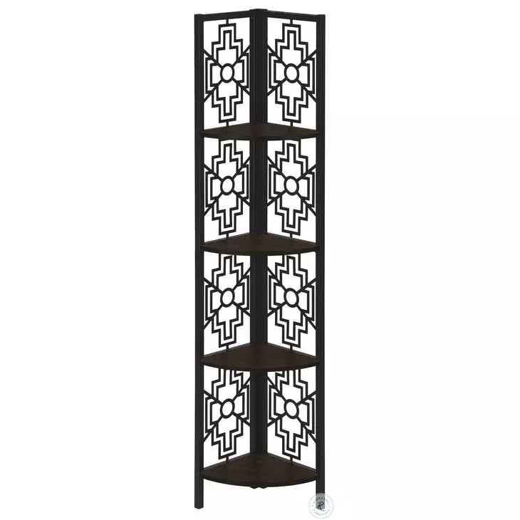 3622 Espresso And Black 62" Corner Bookcase