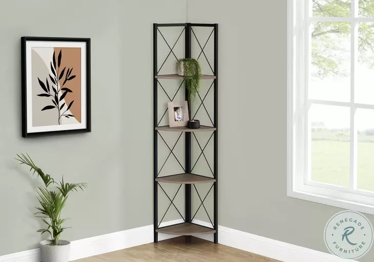 3648 Dark Taupe And Black Bookcase
