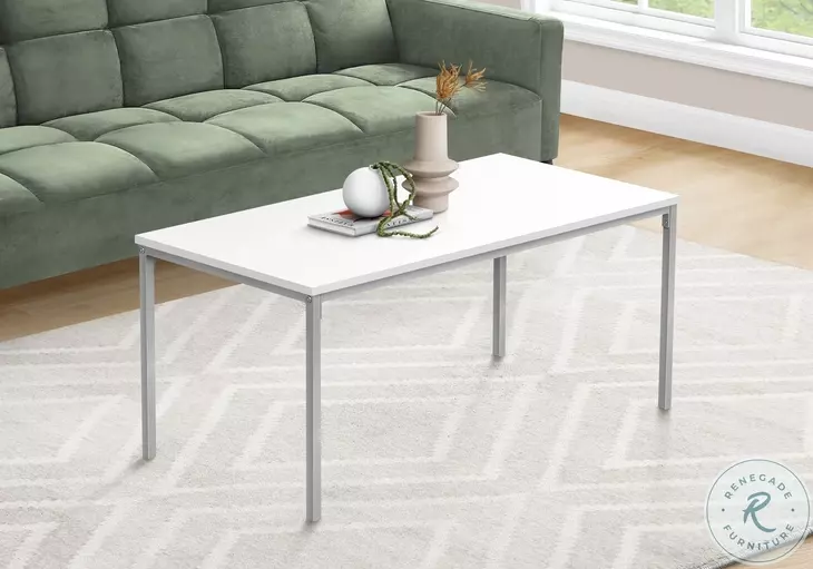 3795 White And Silver 40" Coffee Table