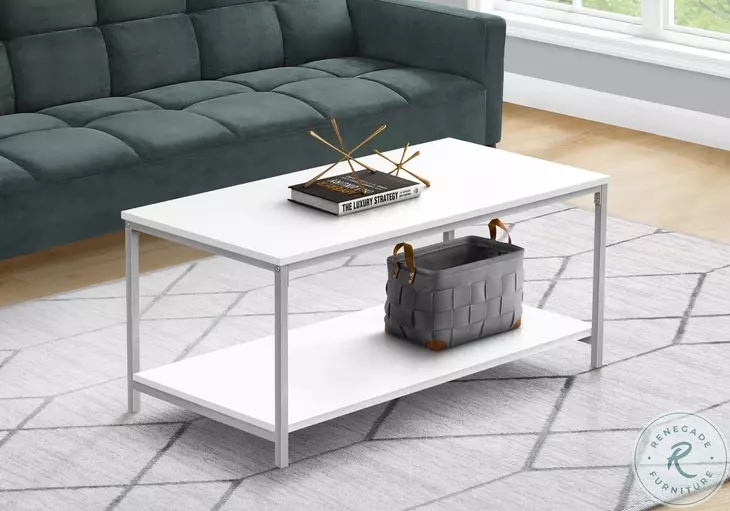 3800 White And Silver 40" Coffee Table