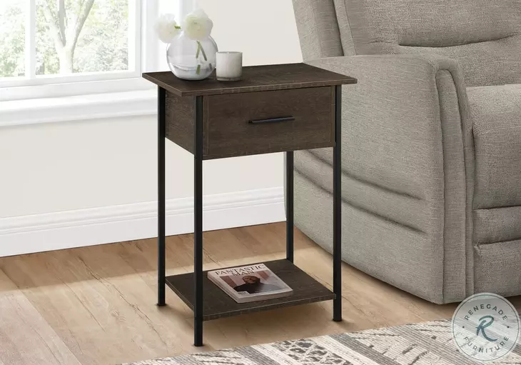 3816 Dark Oak and Black Accent Table