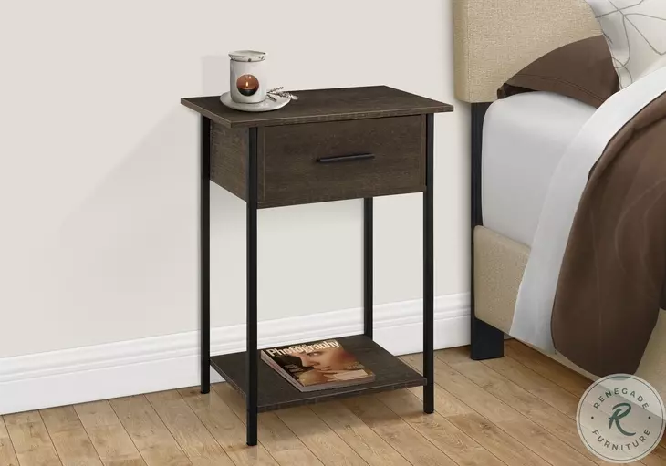 3816 Dark Oak and Black Accent Table