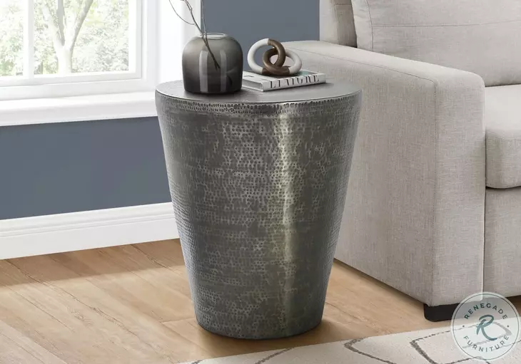 3924 Silver And Gray Accent Table