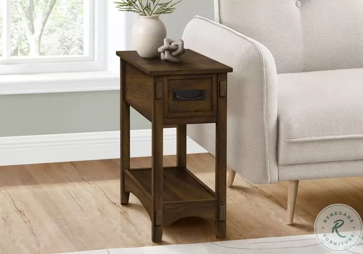 3955 Walnut Brown 1 Drawer Accent Table