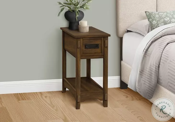 3955 Walnut Brown 1 Drawer Accent Table