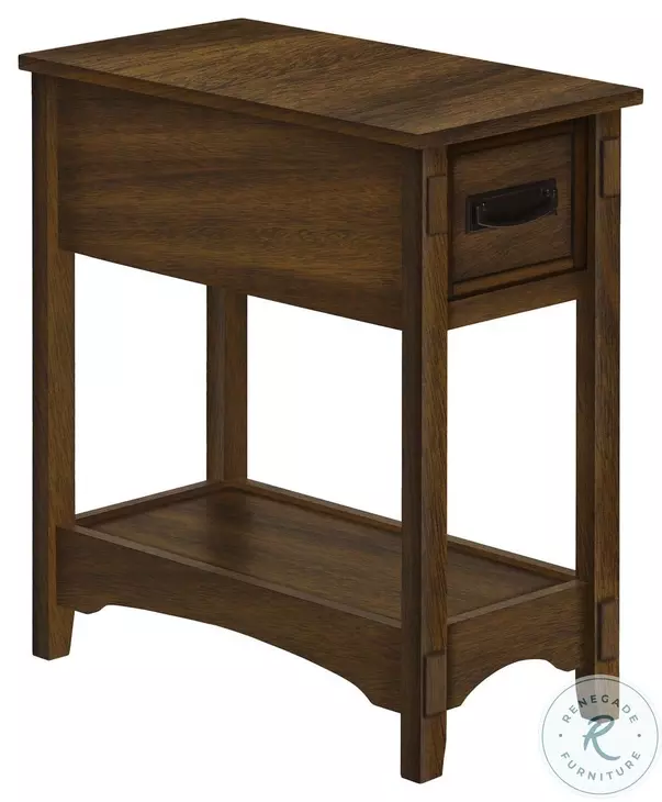 3955 Walnut Brown 1 Drawer Accent Table