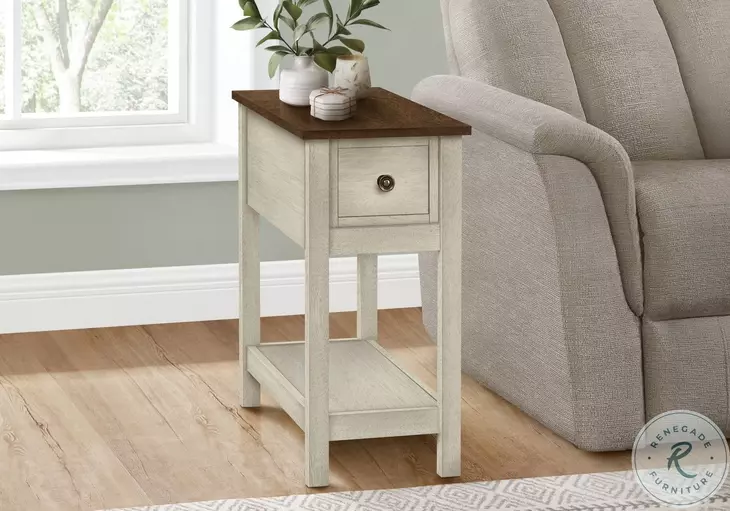 3962 White and Espresso 1 Drawer Accent Table