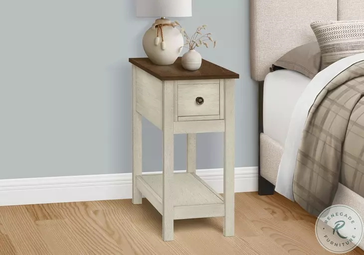 3962 White and Espresso 1 Drawer Accent Table