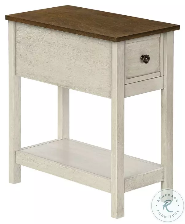 3962 White and Espresso 1 Drawer Accent Table