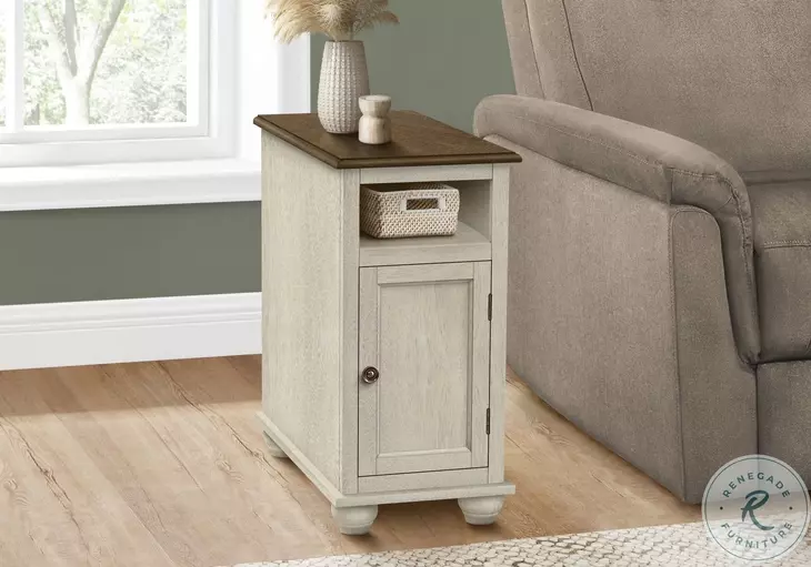 3965 White and Espresso Accent Table