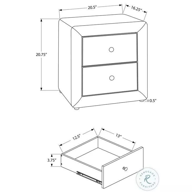 5605 Beige 21" Nightstand