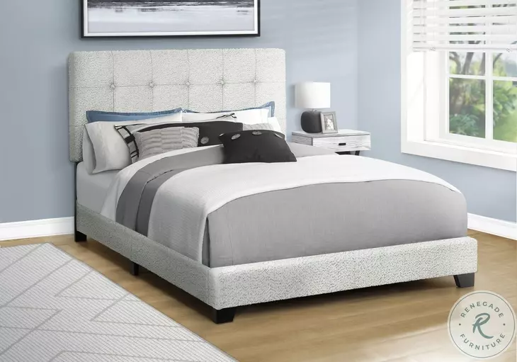 5801F Light Gray Full Upholstered Low Profile Bed