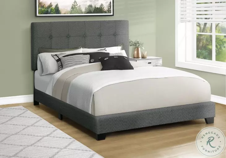5803Q Dark Gray Queen Upholstered Low Profile Bed