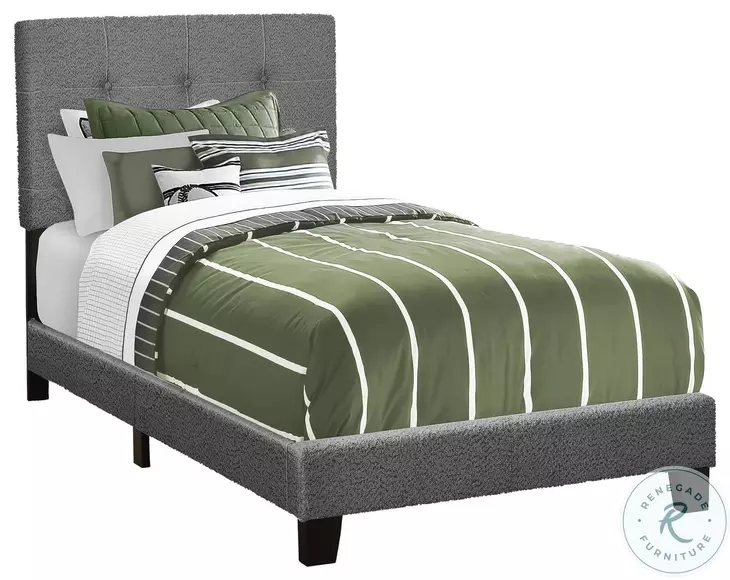 5803T Dark Gray Twin Upholstered Low Profile Bed