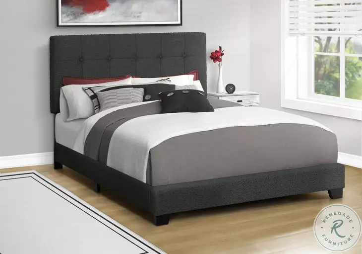 5805Q Black Queen Upholstered Low Profile Bed