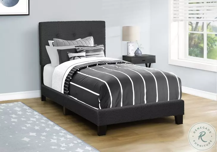 5805T Black Twin Upholstered Low Profile Bed