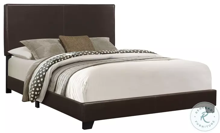 5910Q Dark Brown Queen Upholstered Panel Bed
