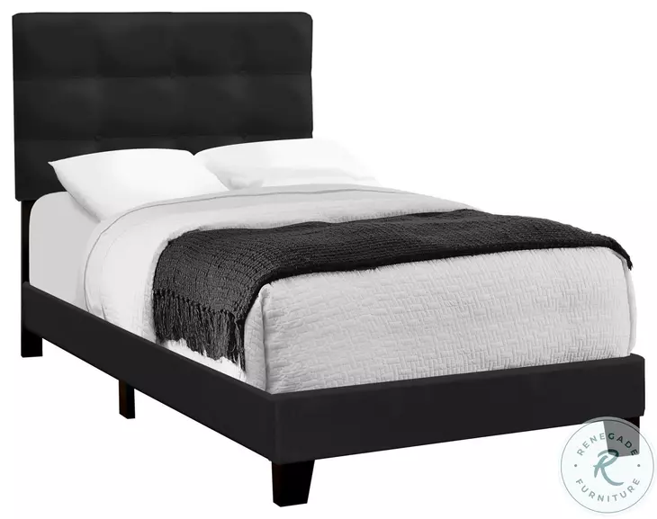 5924T Black Twin Upholstered Panel Bed
