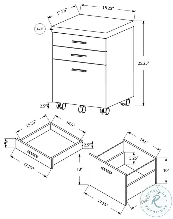 White Cement Drawer Filing Cabinet