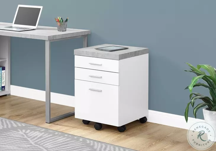 White Cement Drawer Filing Cabinet