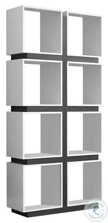 White/gray Hollow-Core 71" Bookcase