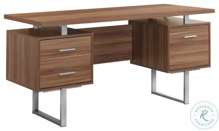Walnut Hollow-Core/Silver Metal Office Desk