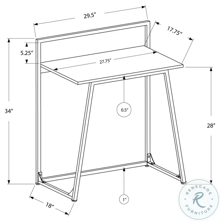 7119 Natural And White Metal 30" Computer Desk