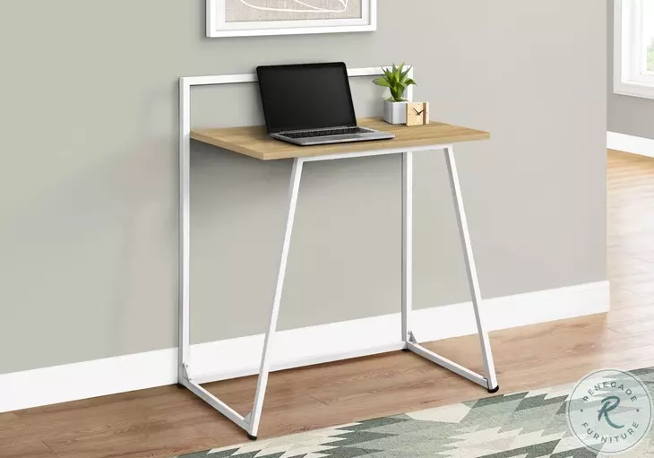 7119 Natural And White Metal 30" Computer Desk