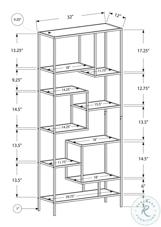 7159 White Tempered Glass 72" Bookcase