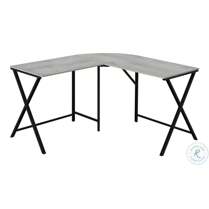 7196 Grey And Black 55" L Shaped Desk
