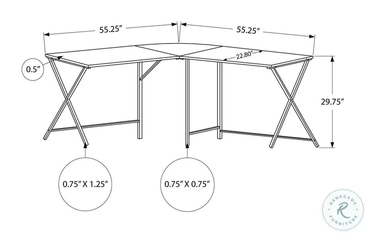 7197 Dark Taupe And Black 55" L Shaped Desk