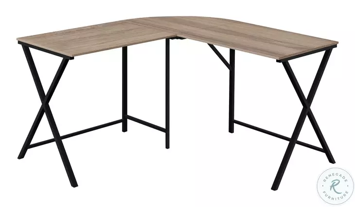 7197 Dark Taupe And Black 55" L Shaped Desk