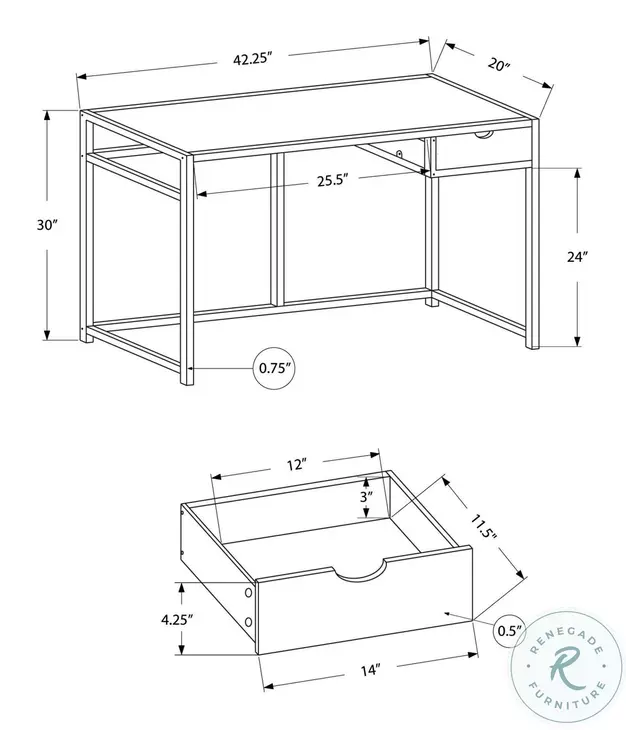 7217 Grey 48" Computer Desk