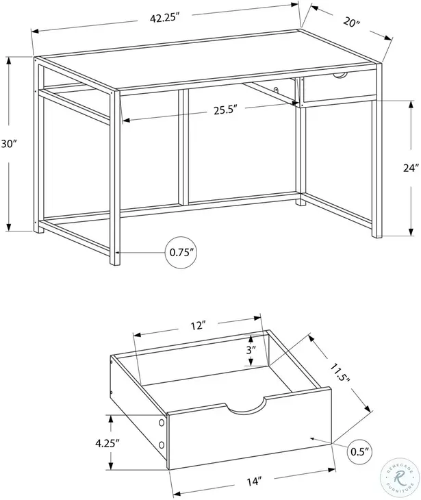 42" Black Computer Desk