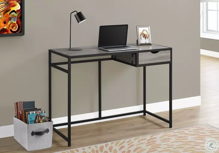 42" Dark Taupe And Black Computer Desk