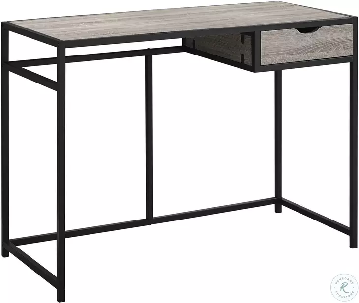 42" Dark Taupe And Black Computer Desk