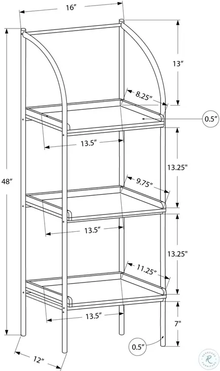48" Dark Taupe And Black Metal Bookcase