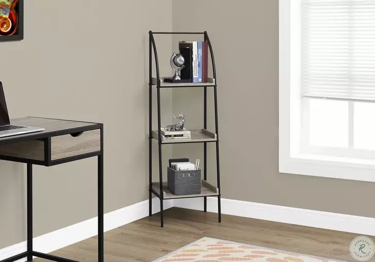48" Dark Taupe And Black Metal Bookcase