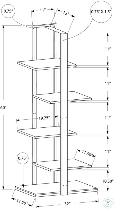 7233 60" White And Silver Metal Bookcase