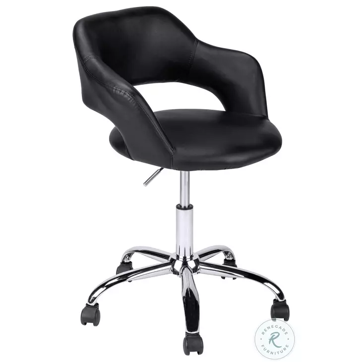 Black and Chrome Metal Swivel Office Chair