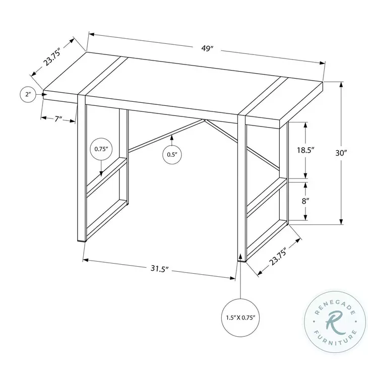 7310 Dark Taupe And Black 48" Computer Desk