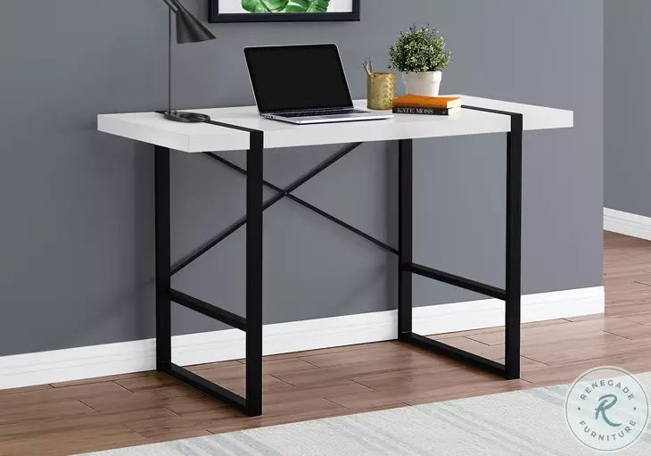 7313 White And Black 48" Computer Desk