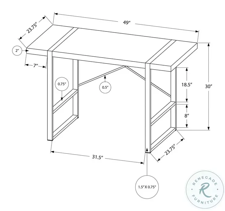 7315 Taupe And Black 48" Computer Desk