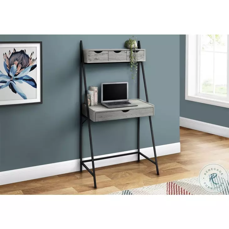 7331 Grey And Black 32" Ladder Desk