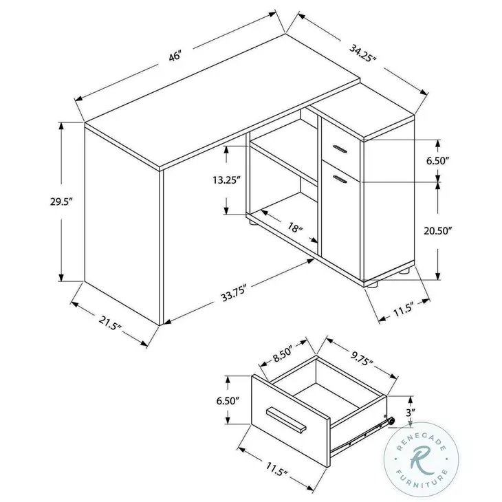 7348 Dark Walnut 46" Computer Desk