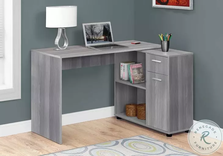 46" Gray Computer Desk with Storage Cabinet